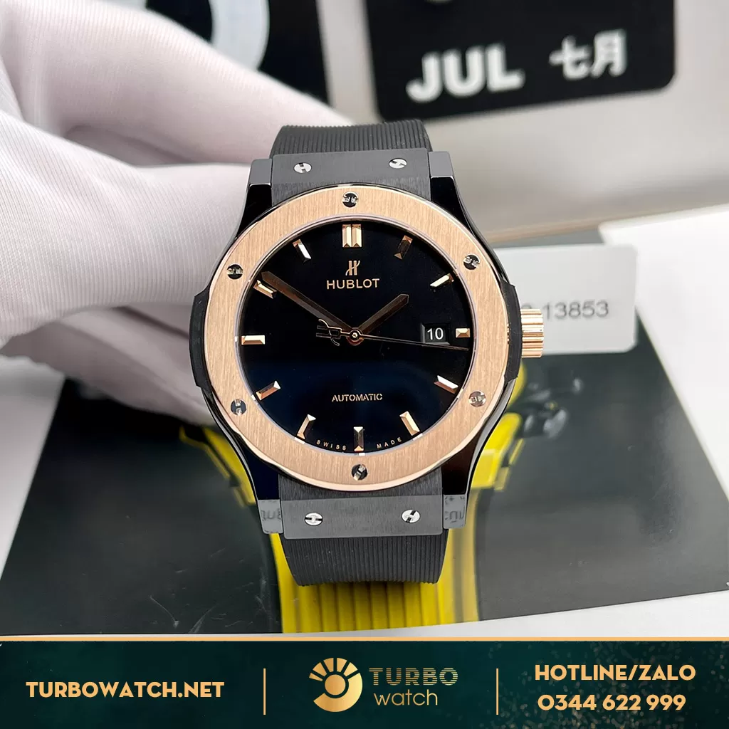 Đồng Hồ Hublot Classic Fusion Fake Cao Cấp Ceramic Demi Gold 42MM