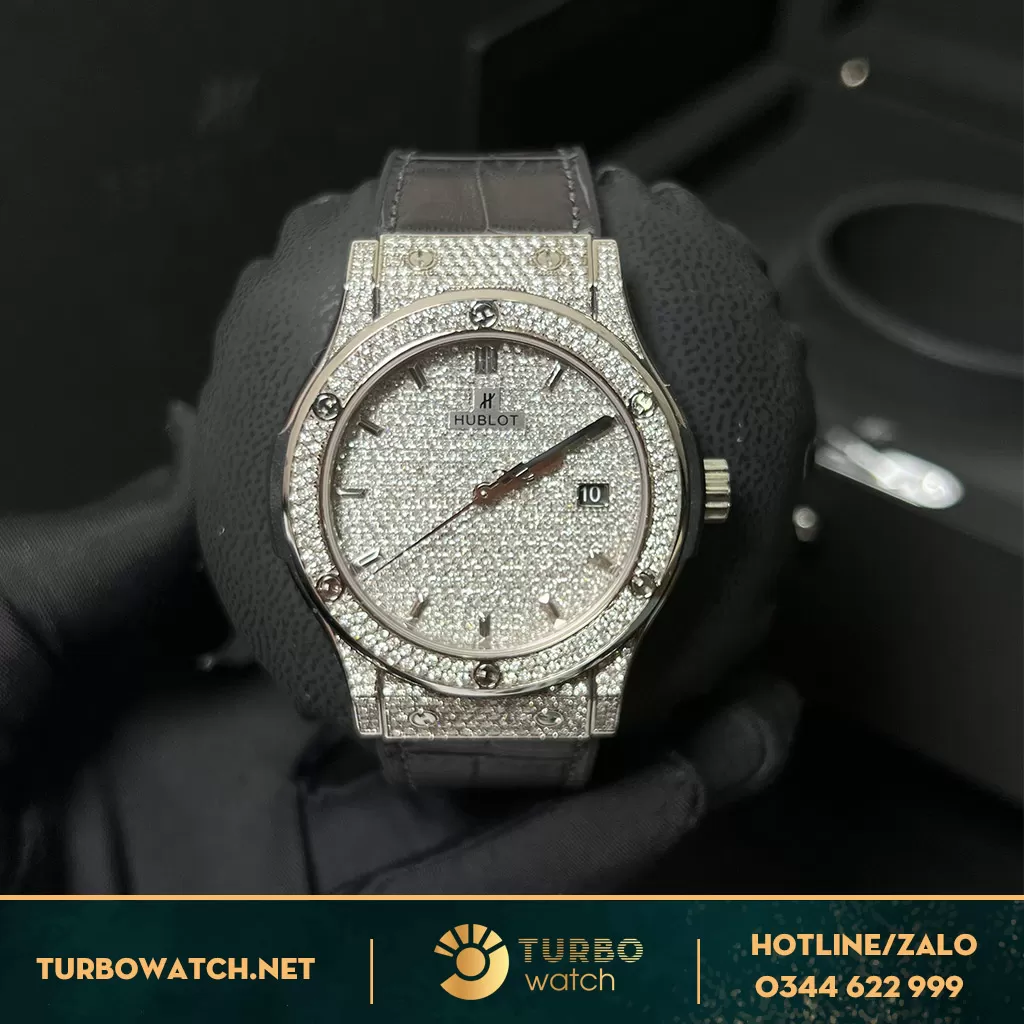 Đồng Hồ Hublot Classic Fusion GRAY Full Kim Cương 