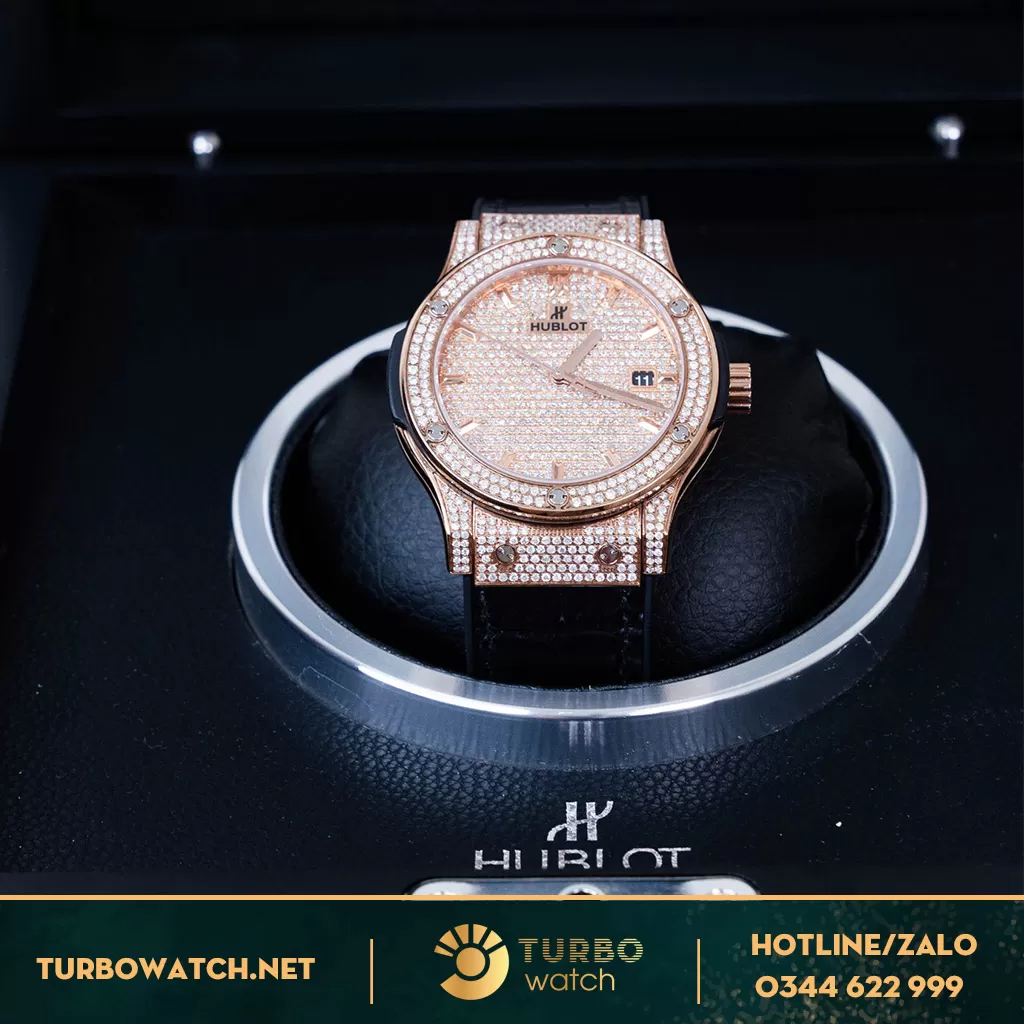 Đồng Hồ Hublot Classic Fusion King Gold Full Diamonds 