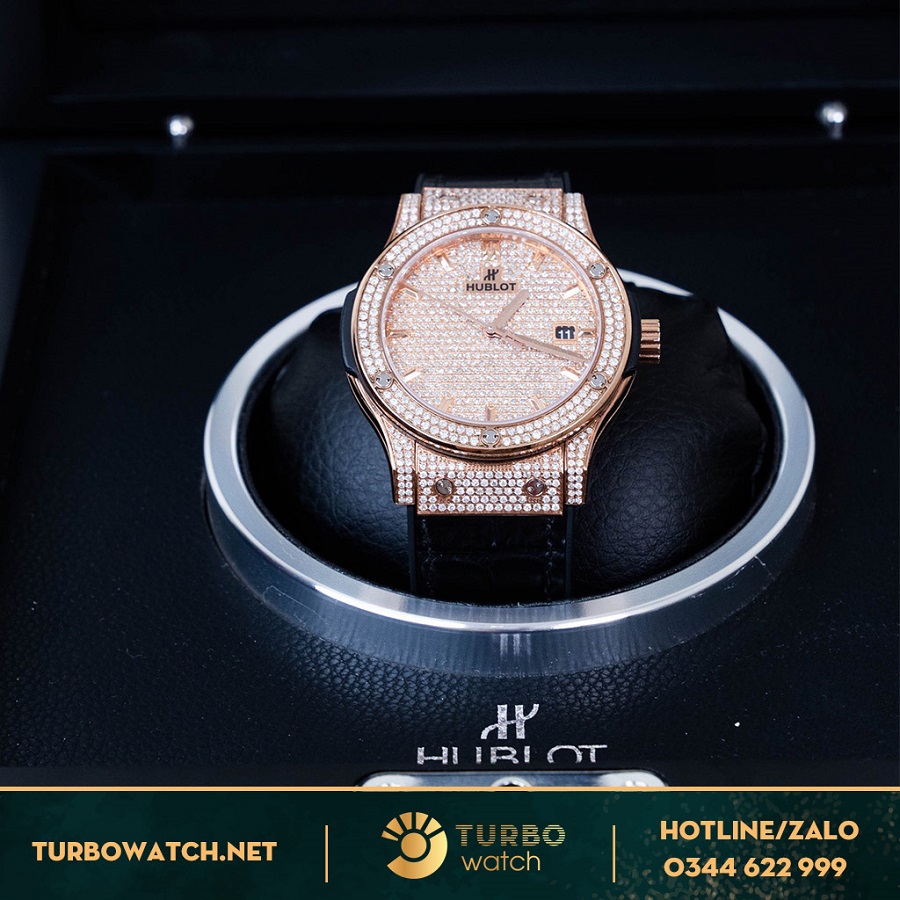 Đồng Hồ Hublot Classic Fusion King Gold Full Diamonds