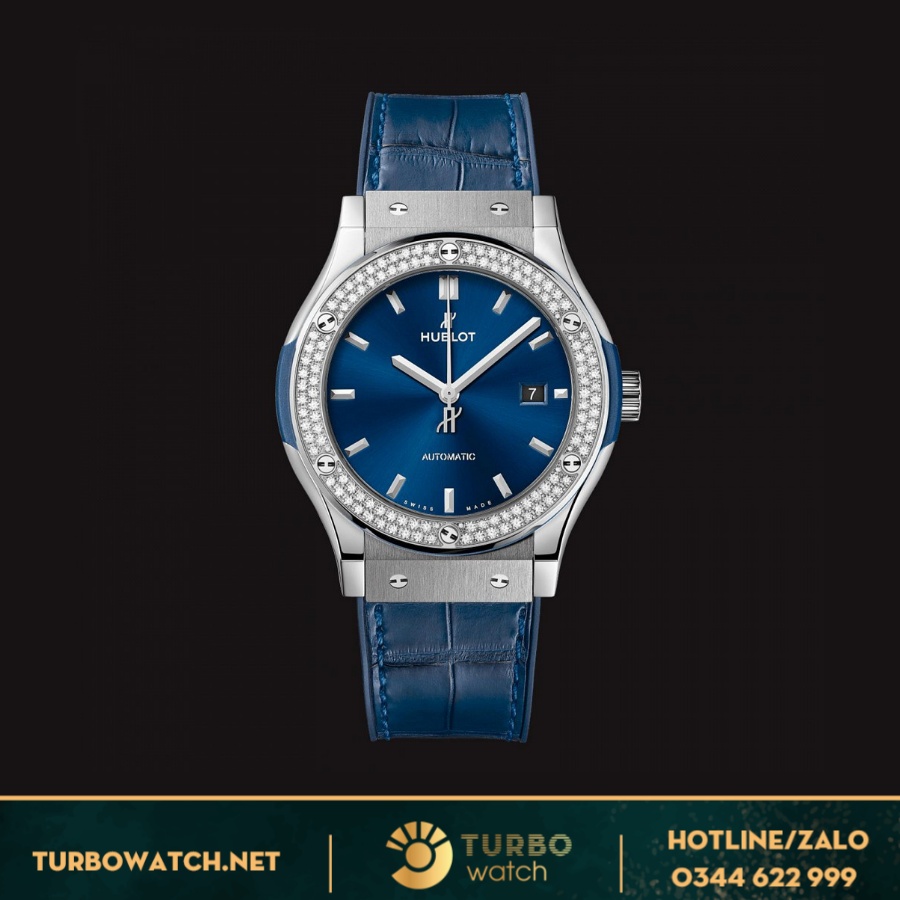 Đồng Hồ Hublot Classic Fusion Super Fake 1:1 Xanh Navy Diamonds