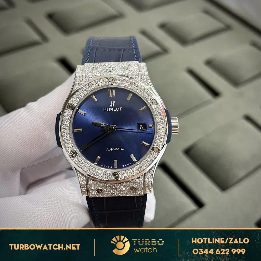 Đồng Hồ Hublot Classic Fusion Rep 1:1 Xanh Navy 42mm Diamonds