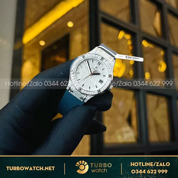 Đồng hồ hublot nữ 33mm độ full moissanite