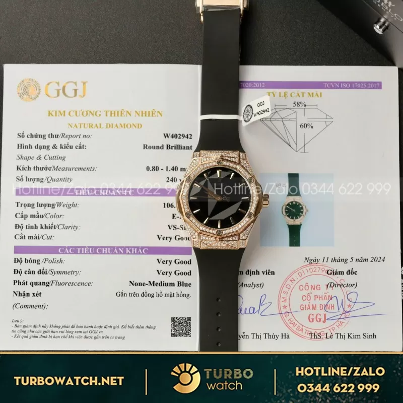 Đồng Hồ Hublot Orlinski Đính Full Kim Cương Tự Nhiên Hong Kong 40mm