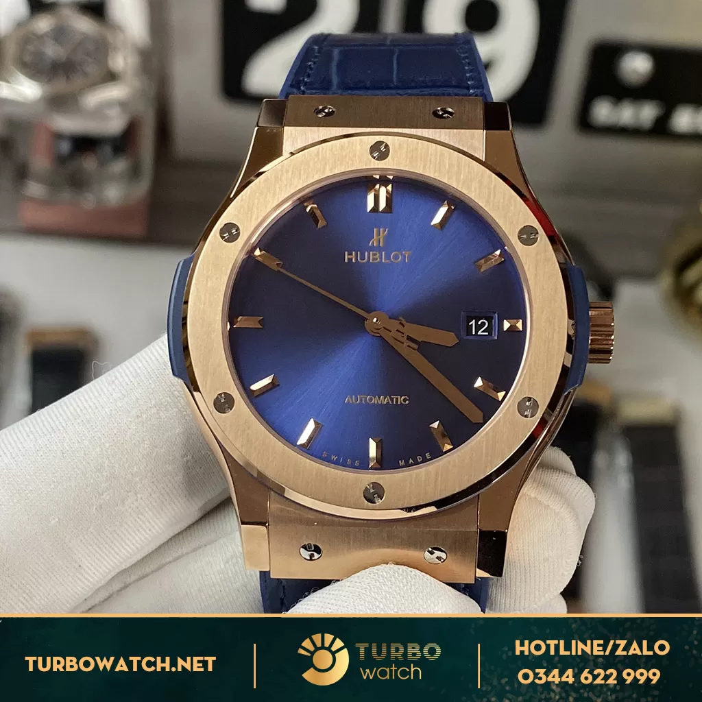 Đồng Hồ Hublot Rep 1-1 Classic Fusion Bleu King Gold