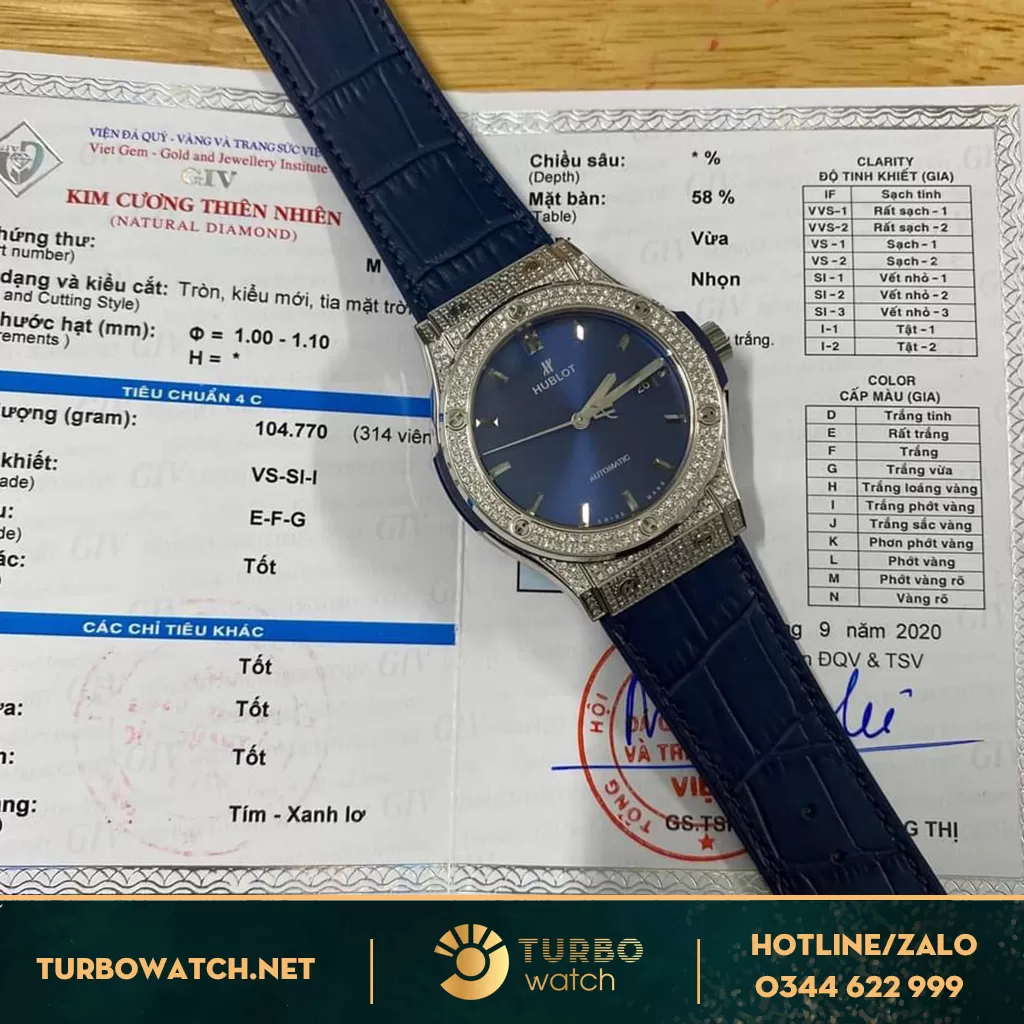 Đồng Hồ Hublot Replica Titanium Độ Kim Cương Thiên Nhiên 