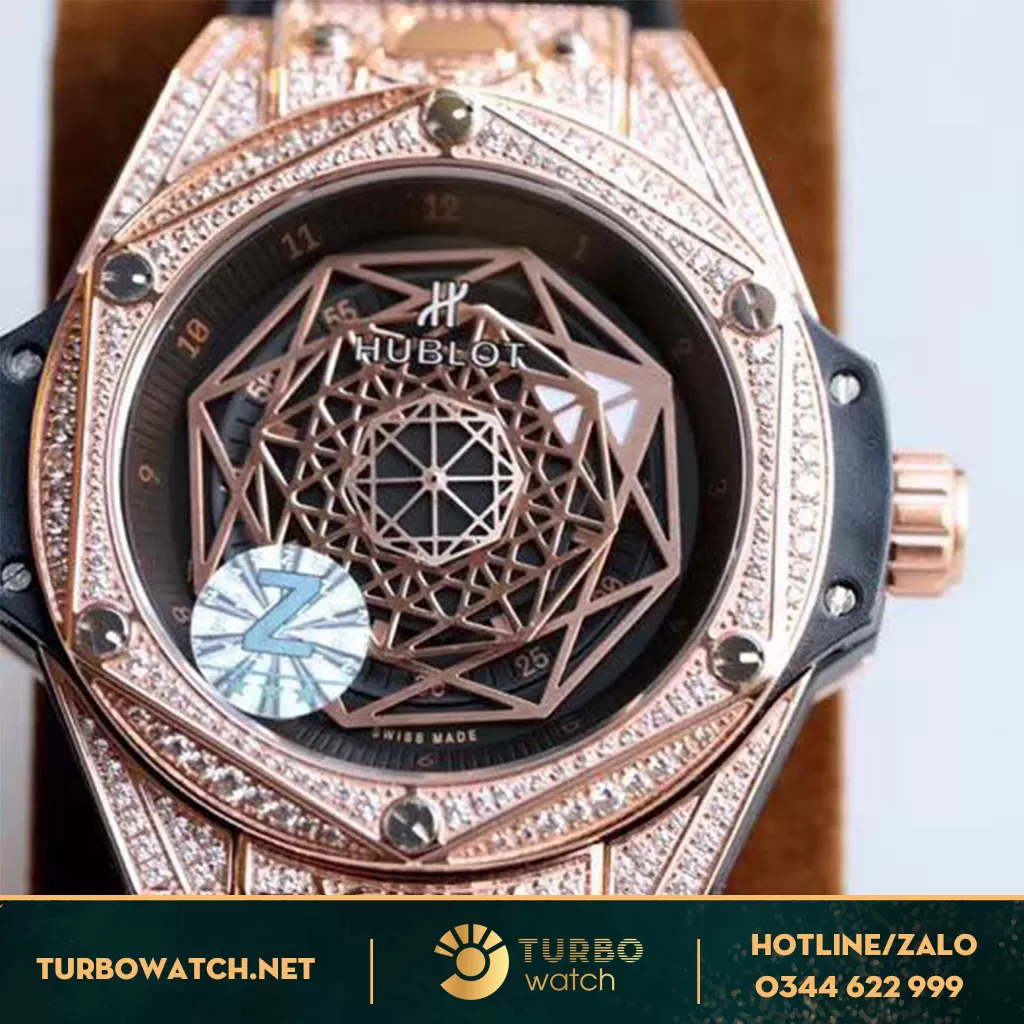 Đồng hồ HUBLOT siêu cấp 1-1 SANGBLEU KING GOLD PAVE 