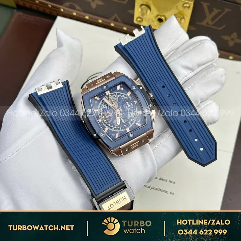 Đồng Hồ Hublot Spirit Of Big Bang King Gold Replica 11 Mặt Xanh Blue Nhà Máy BBF 42mm
