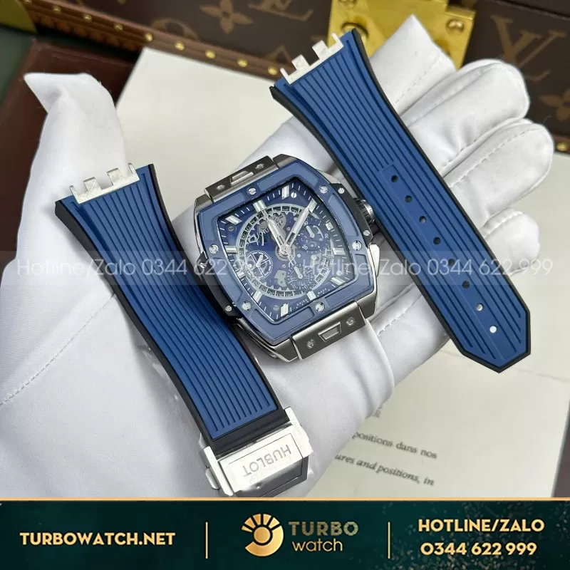 Đồng Hồ Hublot Spirit Of Big Bang Titanium Replica 11 Viền Gốm Xanh Blue Nhà Máy BBF 42mm