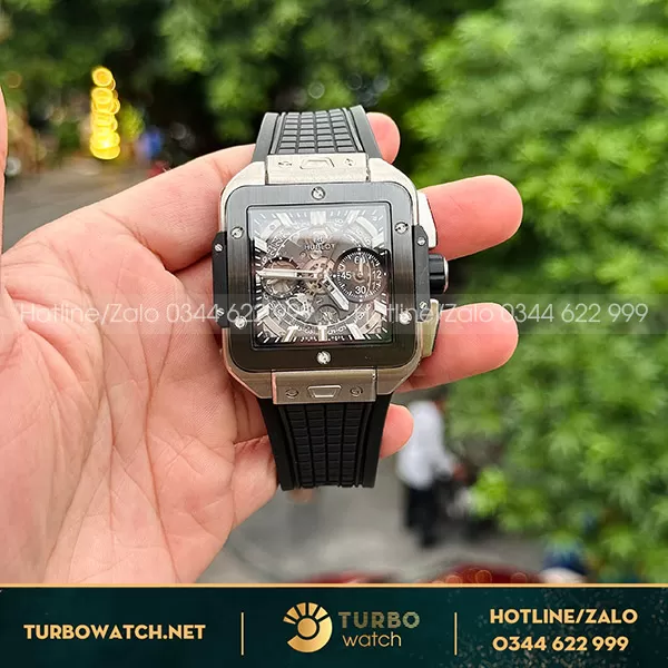 Đồng hồ hublot square unico ceramic titanium