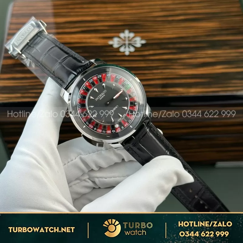 Đồng hồ Jacob & Co Casino Roulette Replica 1 1 dây da màu đen 44mm