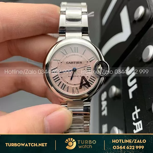 Đồng hồ nữ cartier ballon 33mm automatic mặt hồng