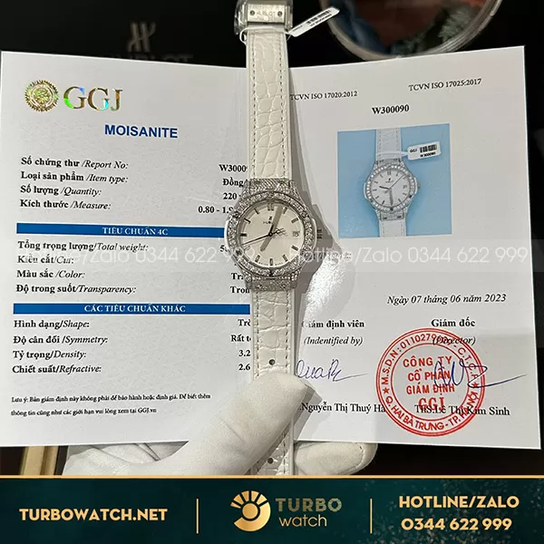 Đồng Hồ Nữ Hublot Độ Kim Moissanite 33mm Rep