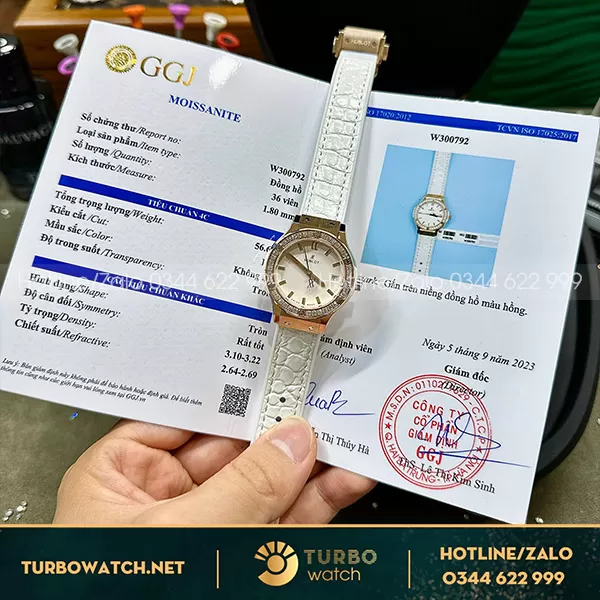 Đồng hồ nữ hublot fusion 33mm độ moissanite