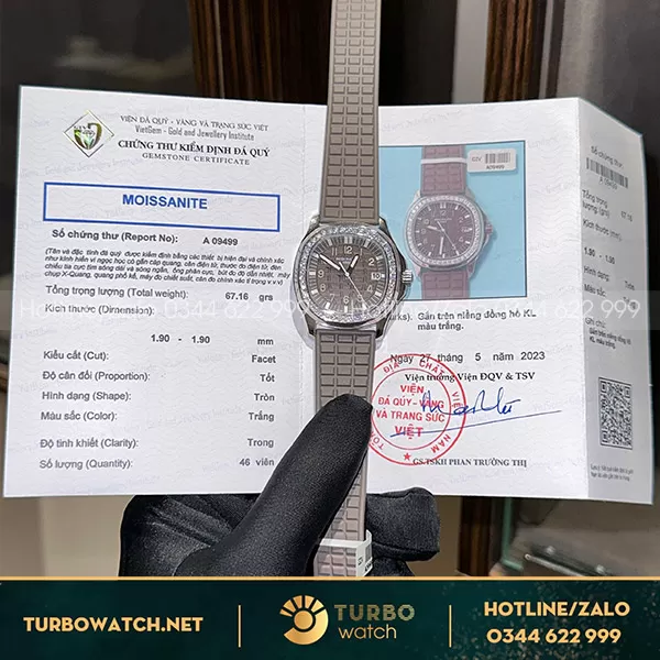 Đồng Hồ Nữ Patek Philippe Aquanaut Rep 1 1 5067A-023 Độ Kim Moissanite