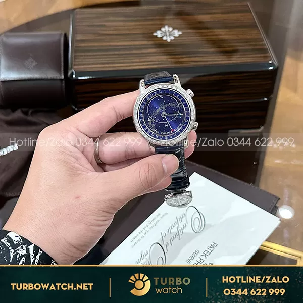 Đồng hồ patek philippe 6104G mặt xanh fake