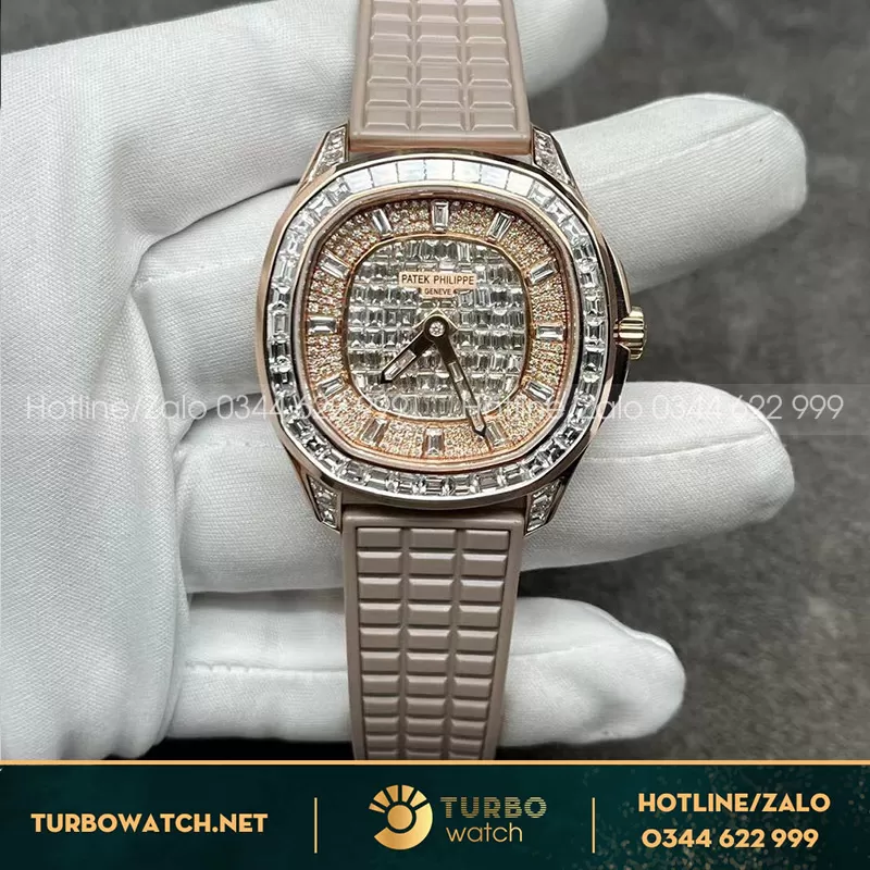 Đồng hồ patek philippe aquanaut 5062 rose gold baguette diamond