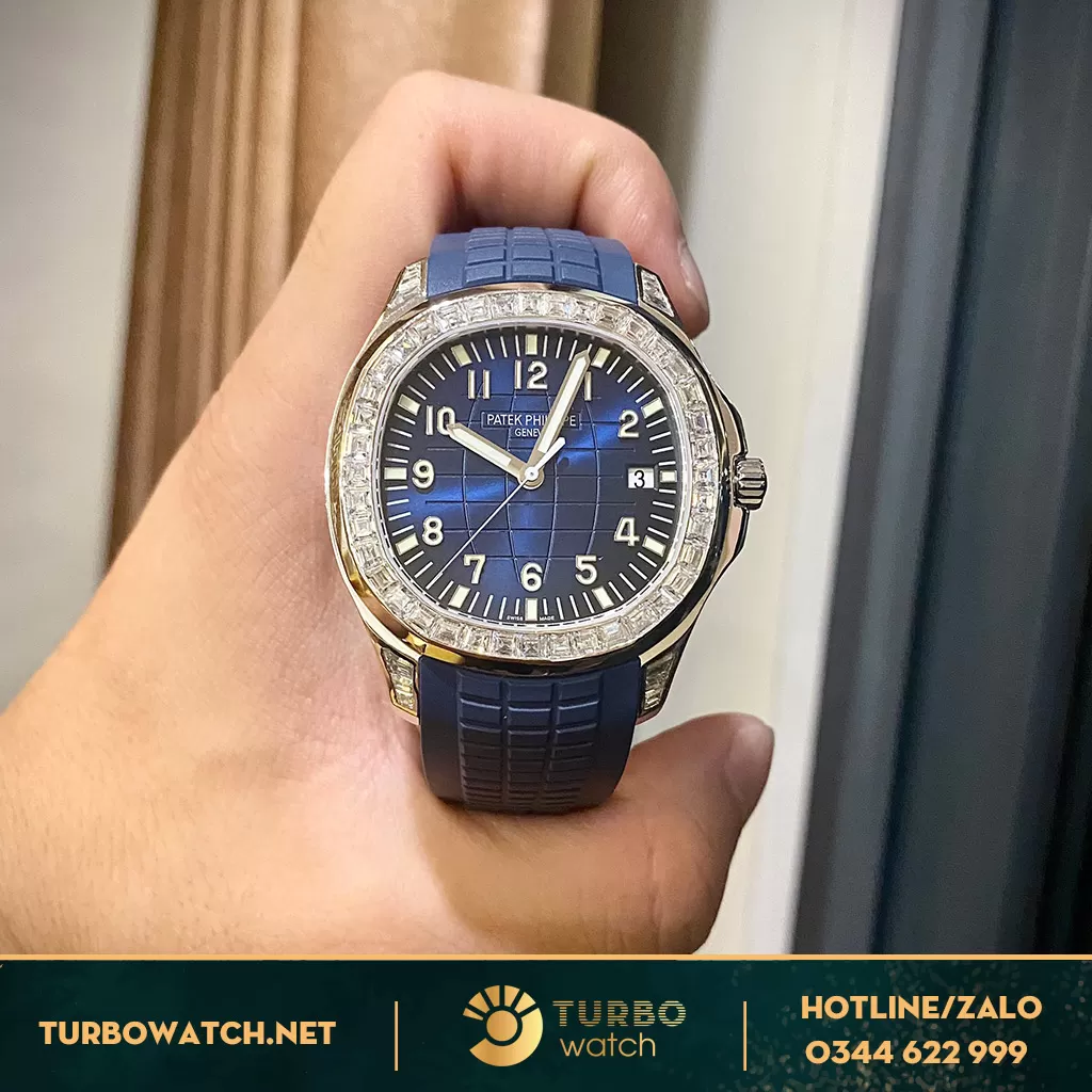 Đồng Hồ Patek Philippe Aquanaut 5168 blue Kc Bagutte Moissanit 