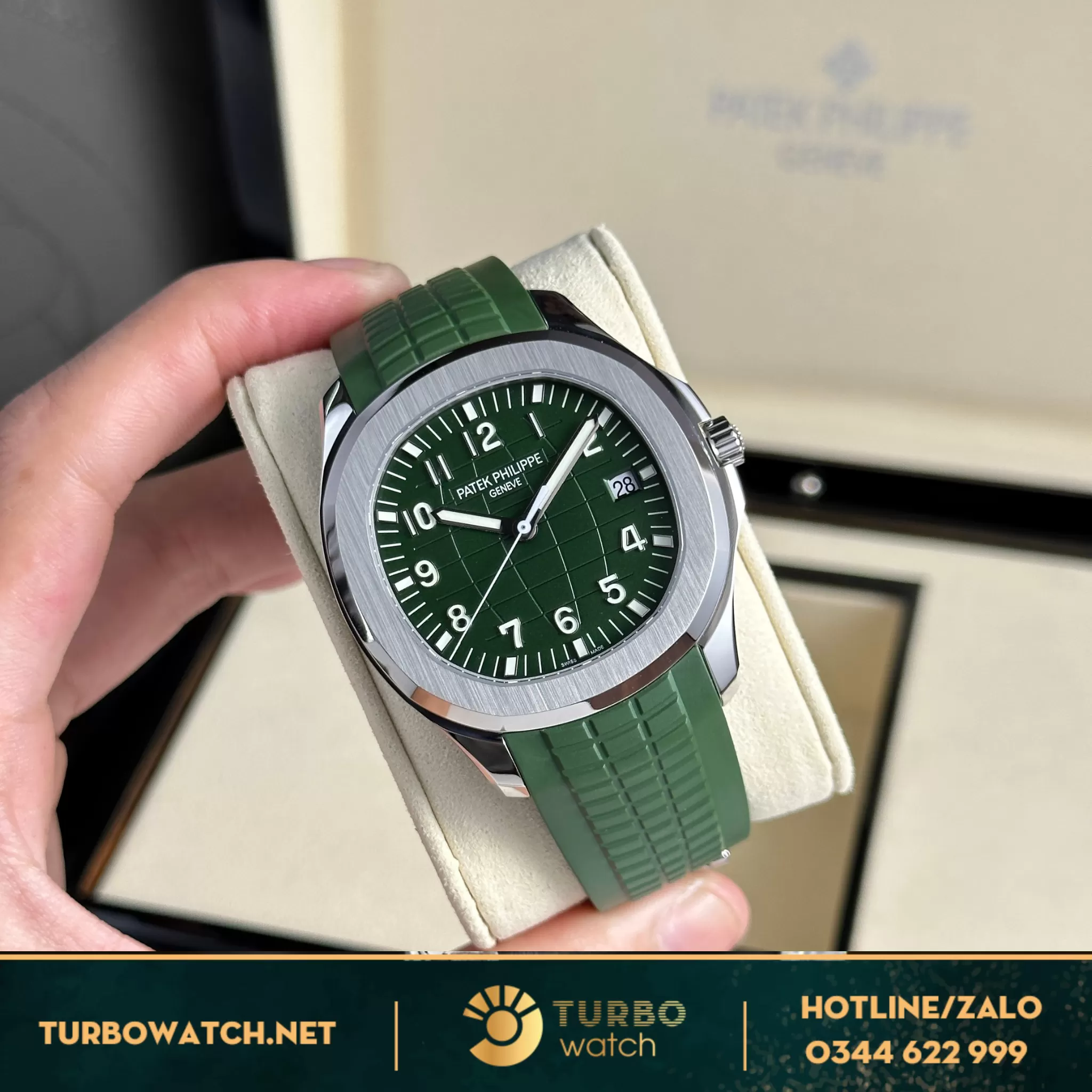 Đồng hồ Patek Philippe Aquanaut 5168 green dial replica 
