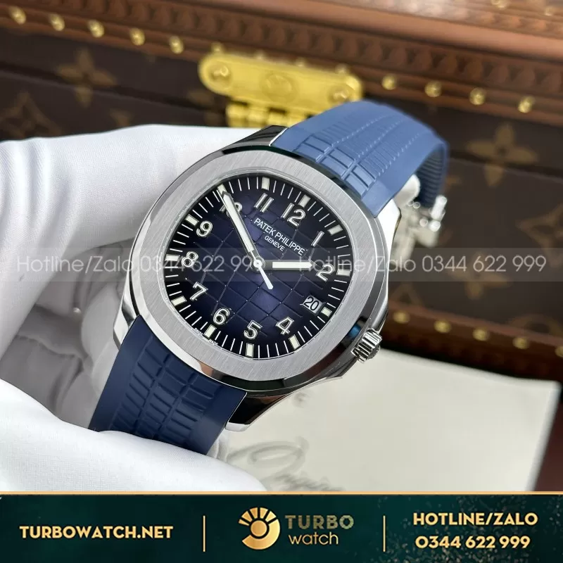 Đồng Hồ Patek Philippe Aquanaut 5168G Màu Xanh Blue Chế Tác Tinh Chỉnh Mặt Số + Kim + Máy Móc Chuẩn Auth 42.2Mm