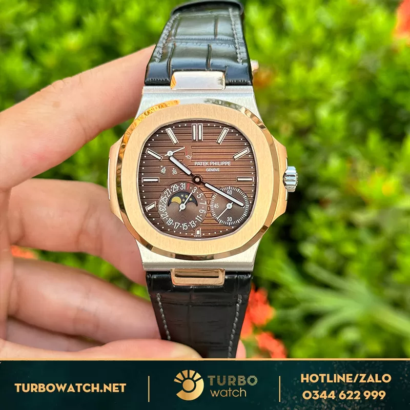 Đồng hồ patek philippe fake 5712 demi rose gold