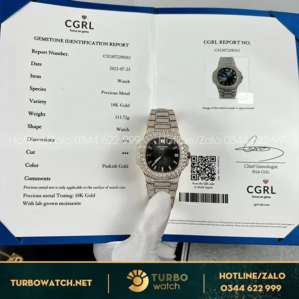Đồng hồ patek philippe nautilus 5711 độ full moissanitte