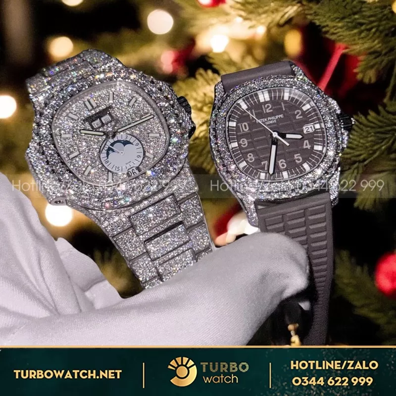 Đồng hồ patek philippe nautilus và aquanaut độ moissanite