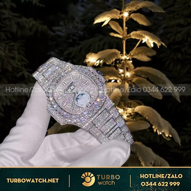 Đồng Hồ Patek Philippe Nautilus 5719 Đính Full Kim Cương Nhân Tạo Moissanite 40mm