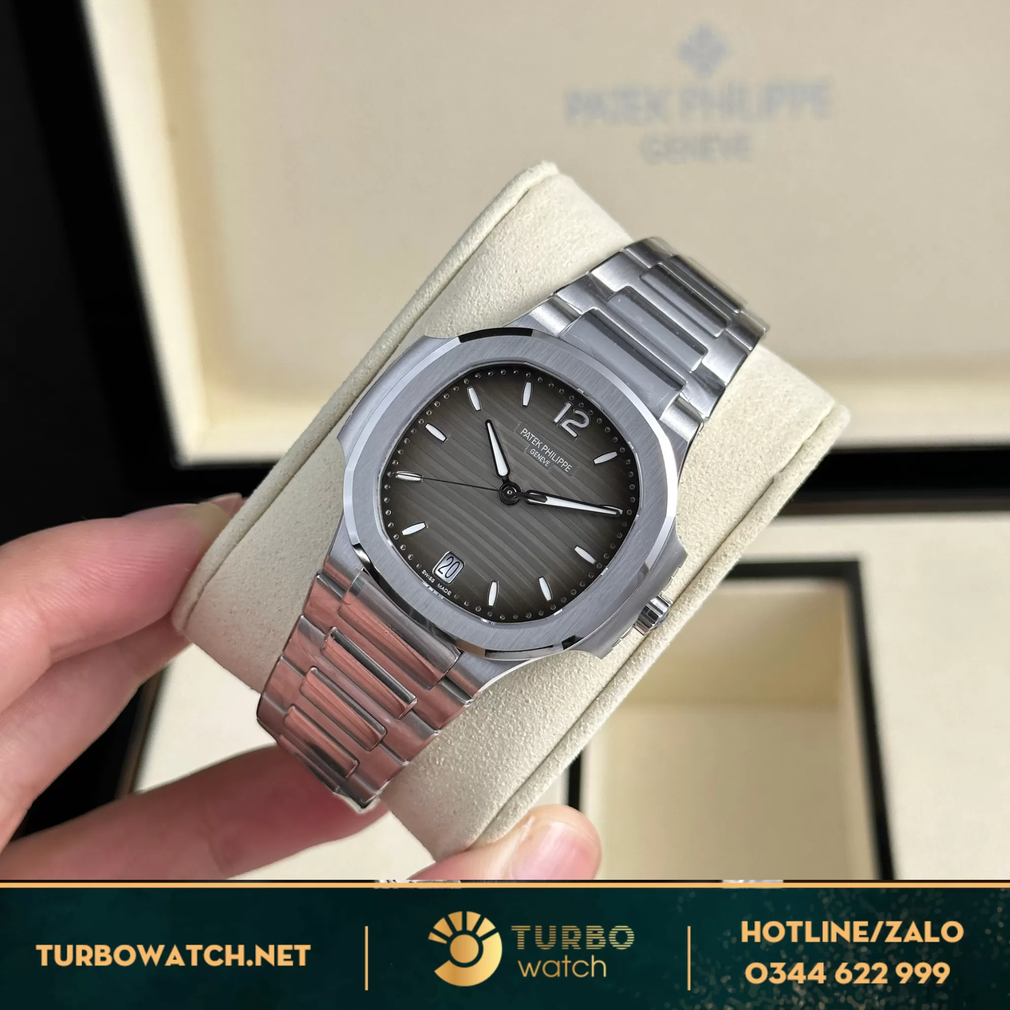 Đồng hồ patek philippe Nautilus 7118 Lady mặt xám fake 1:1 
