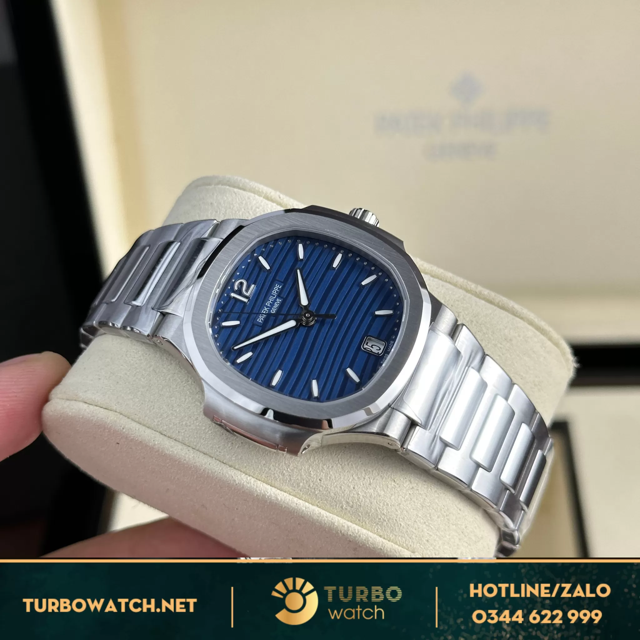 Đồng hồ patek philippe Nautilus 7118 Lady mặt xanh dương 