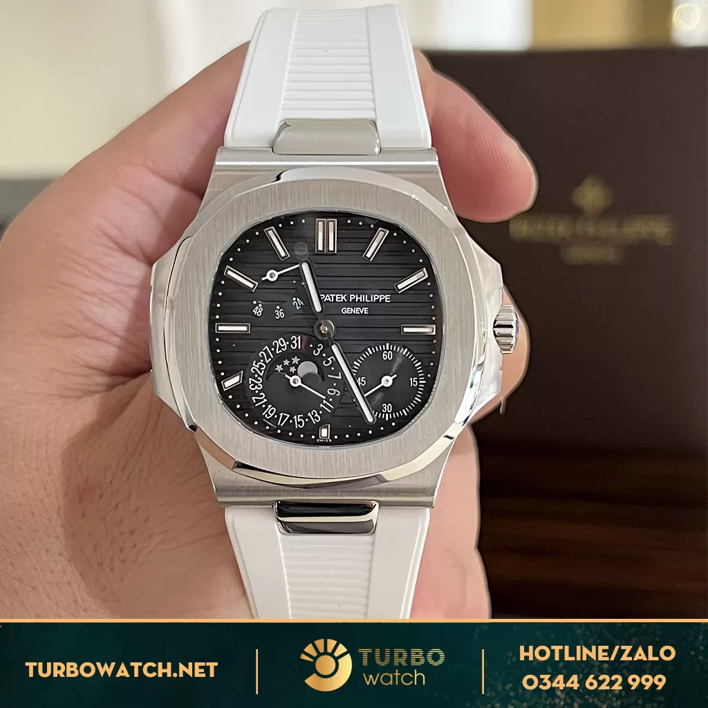 Đồng Hồ Patek Philippe Nautilus Like Auth 5712G-001 Dây Cao Su Trắng 