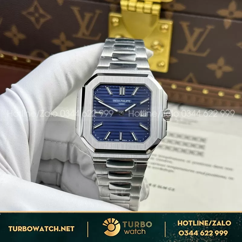 Đồng Hồ Patek Philippe Replica 11 Cubitus 5821 Demi Vàng Hồng Mặt Xanh Blue 45mm