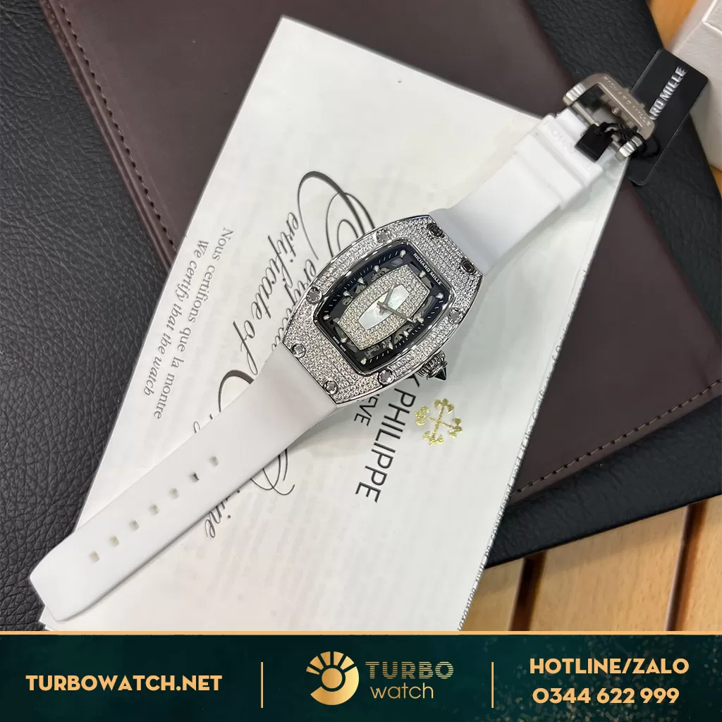 Đồng Hồ Richard Mille 007 Nạm Kim Cương Tự Nhiên Mặt Trắng