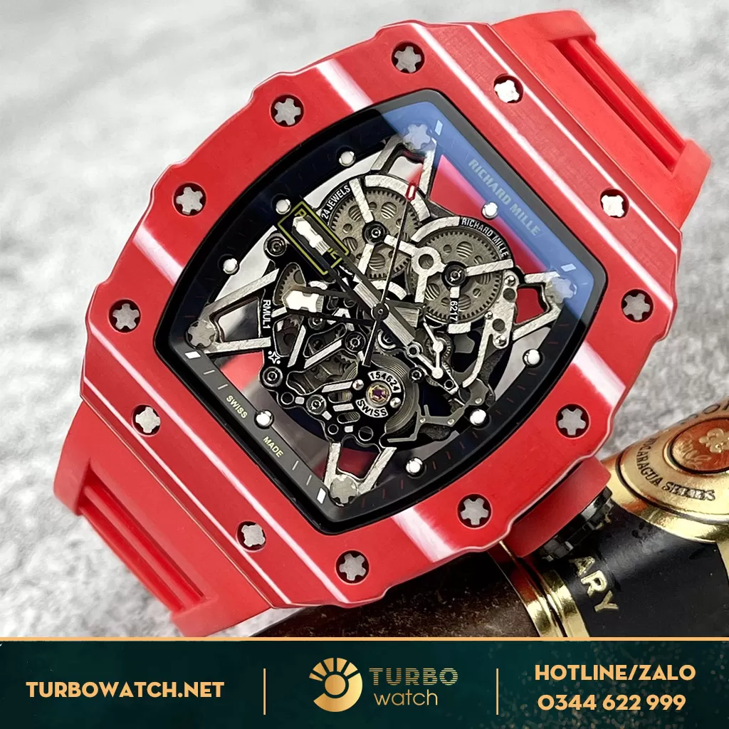 Đồng Hồ Richard Mille Fake 1:1 RM 35-02 Carbon Fiber Transparent Skull Automatic FQ NTPT