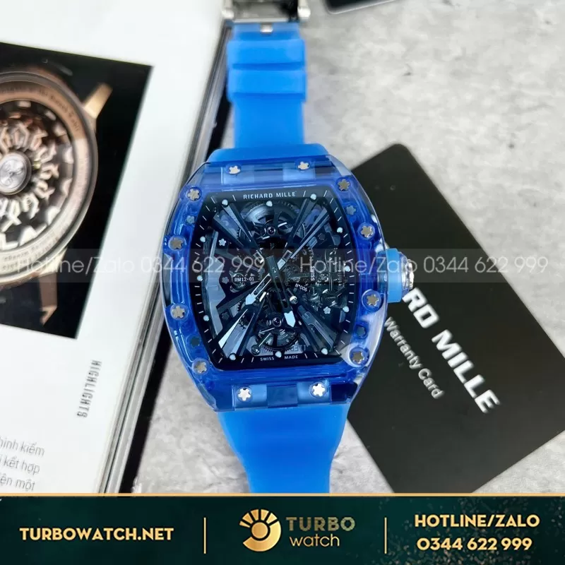 Đồng Hồ Richard Mille Nam Rep 11 RM12-01 Tourbillon Màu Xanh 40mm