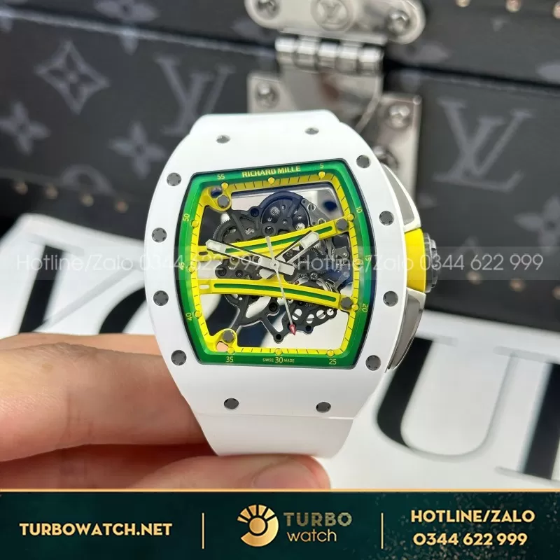 Đồng Hồ Richard Mille Rep 11 RM61-01 Manual Winding Yohan Blake Vỏ Gốm Trắng ZF 42.7×50.23mm