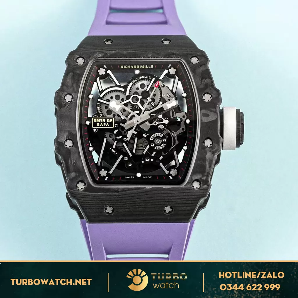 Đồng Hồ Richard Mille Replica RM 35-02 Dây Cao Su Tím