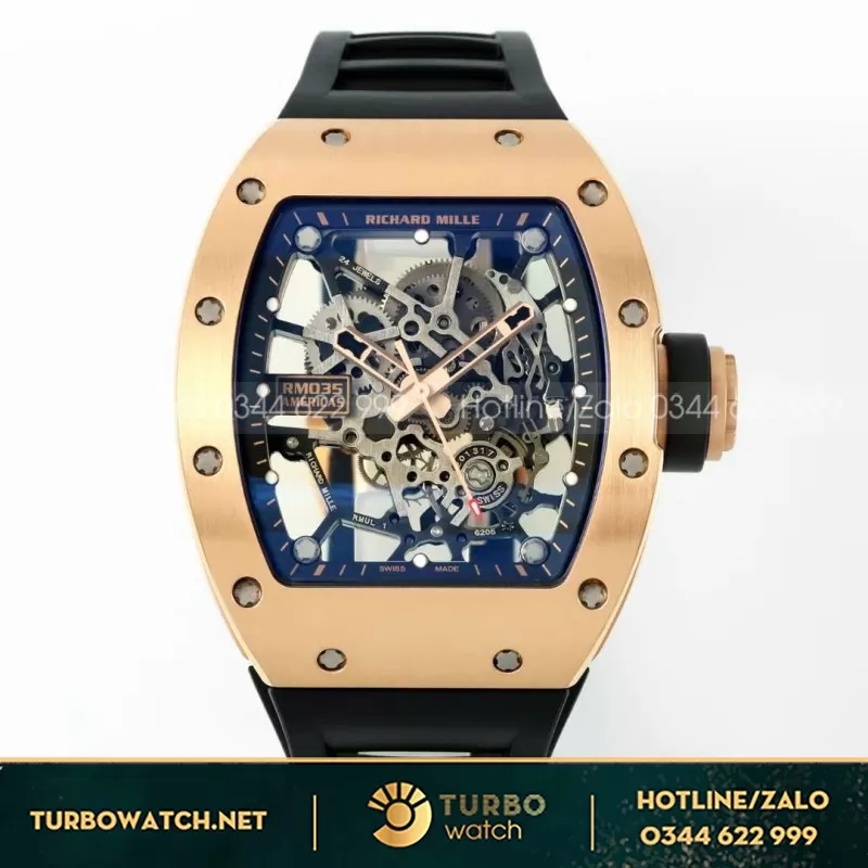Đồng hồ Richard Mille RM 035 Americas Dây Đen máy Thụy sỹ Replica 1:1 40x48mm