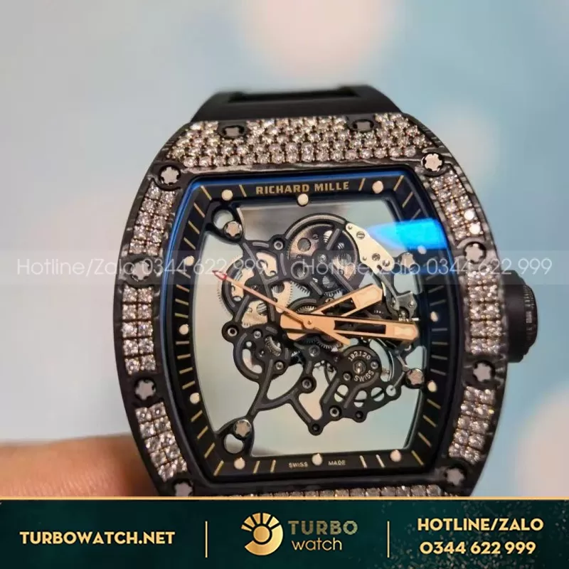 Đồng Hồ Richard Mille RM055 Chế tác vàng khối 18k kim cương thiên nhiên 45mm