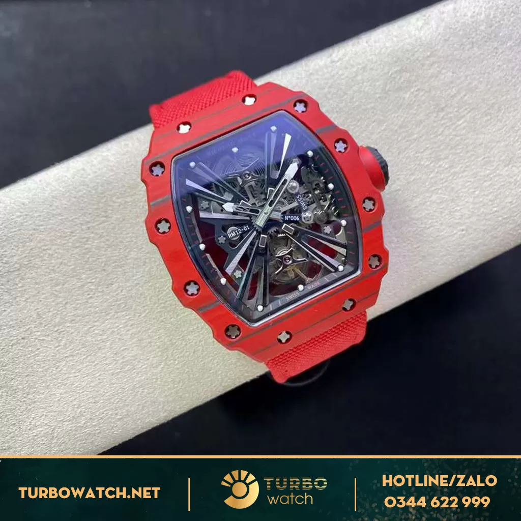 Đồng Hồ Richard Mille Super Fake RM012-01 Carbon Đỏ Turbilon 
