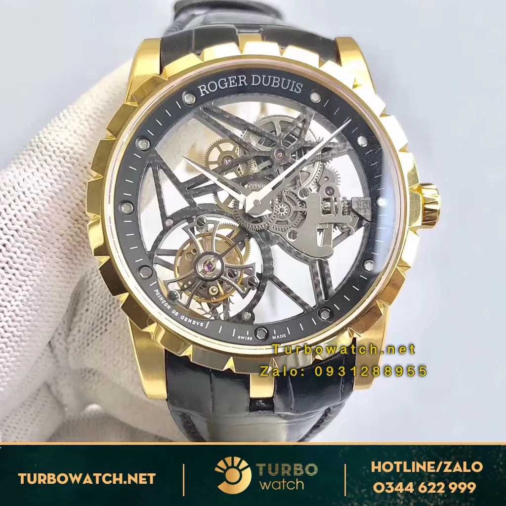 đồng hồ Roger dubuis fake 1-1 Gold tourbillon