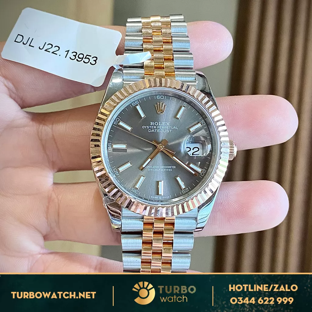 Đồng hồ rolex bọc vàng 41mm mặt gray
