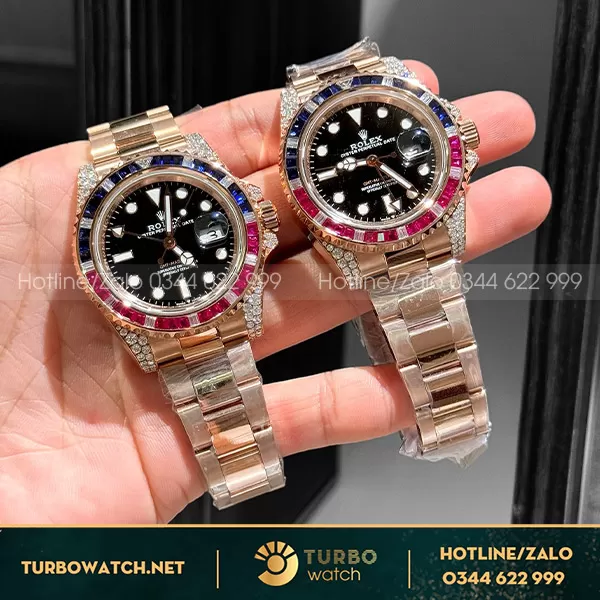 Đồng hồ rolex bọc vàng độ kim cương moissanite 