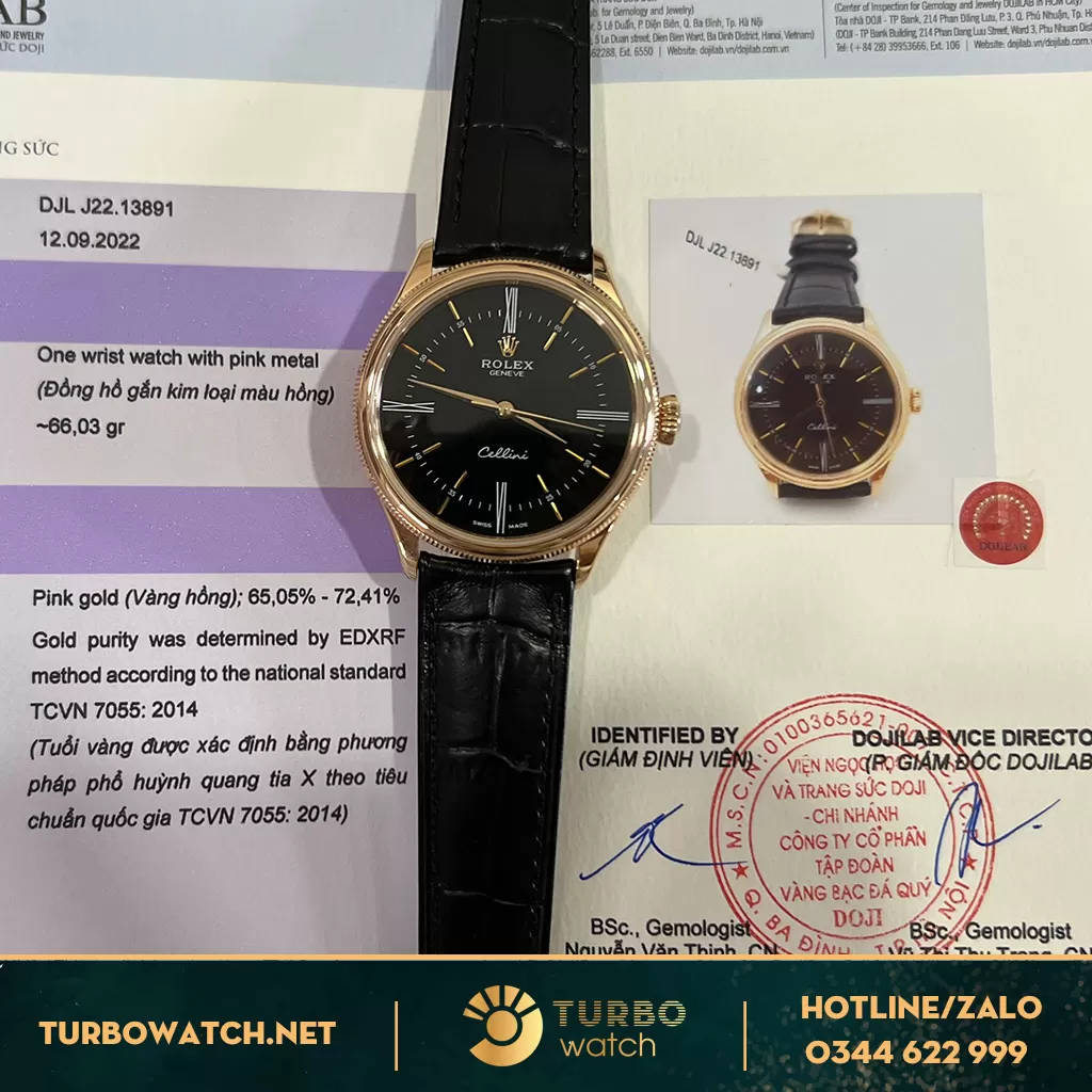 Đồng Hồ Rolex Cellini Time 50505 Mặt Số Đen Fake 1:1
