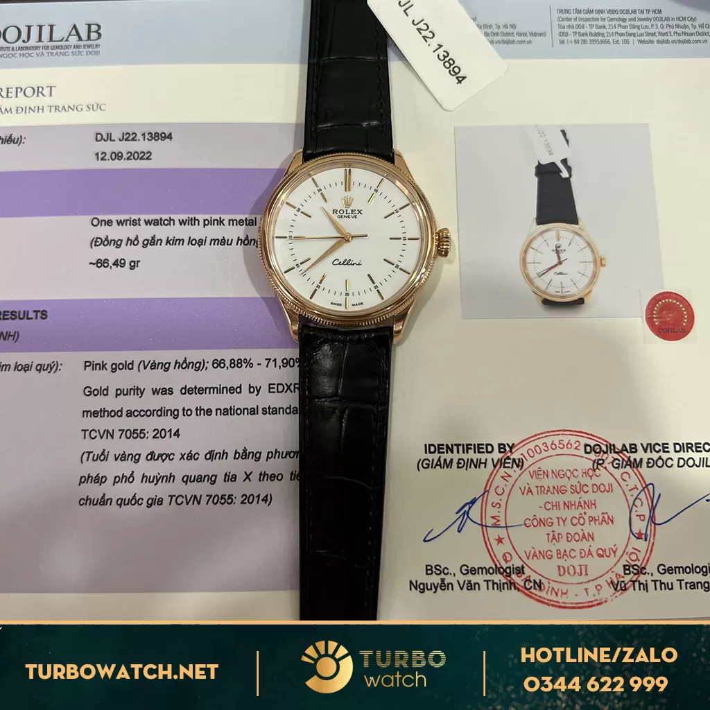 Đồng Hồ Rolex Cellini Time 50505 Mặt Số Trắng Replica