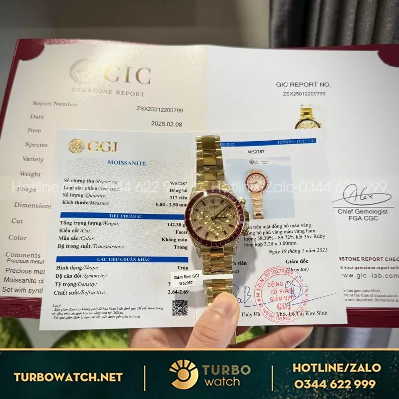 Đồng Hồ Rolex Chế Tác Daytona 126598TRU Vàng 18K Nguyên Khối + Ruby + Kim Cương Tự Nhiên 40mm