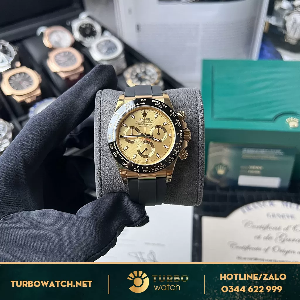 Đồng Hồ Rolex Cosmograph Daytona Fake 1:1 116518LN Mặt Số Vàng Champagne Và Đen