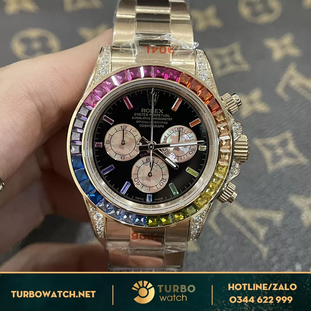 Đồng Hồ Rolex Cosmograph Daytona Rep 1:1 116595RBOW Mặt Số Đen 