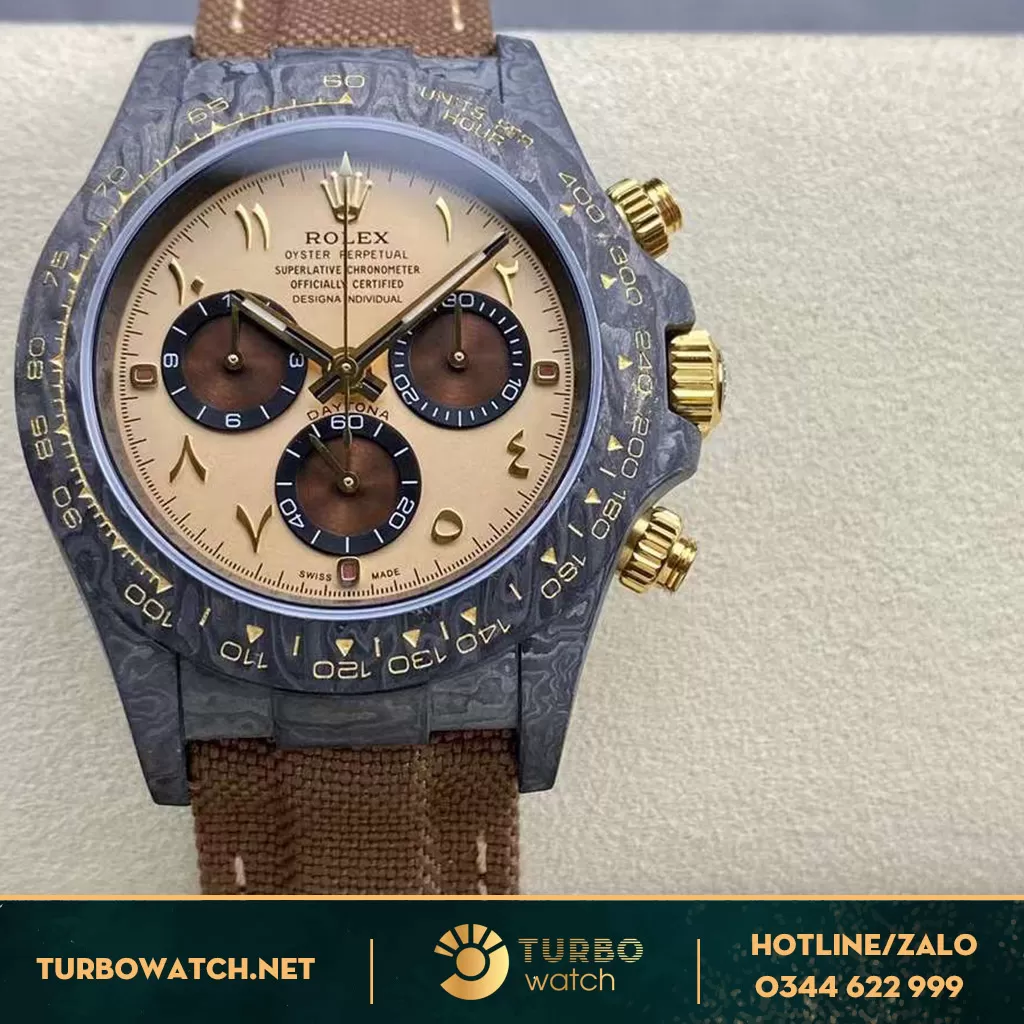 Đồng Hồ Rolex Cosmograph Daytona Replica Carbon Nâu 
