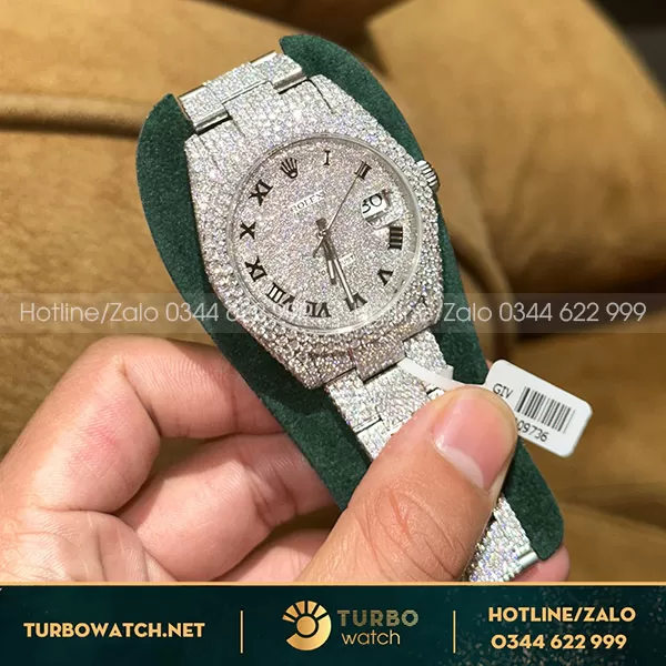 Đồng hồ rolex custom full moissanite diamond